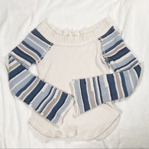 Altar’d State Women's Size XS Sweater Off white Blue Boho Bohemian comfy